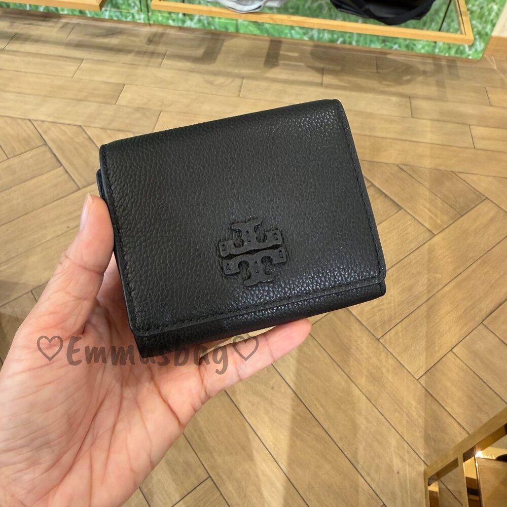 Tory Burch Thea Compact Wallet Pebbled Leather 169967 $185
